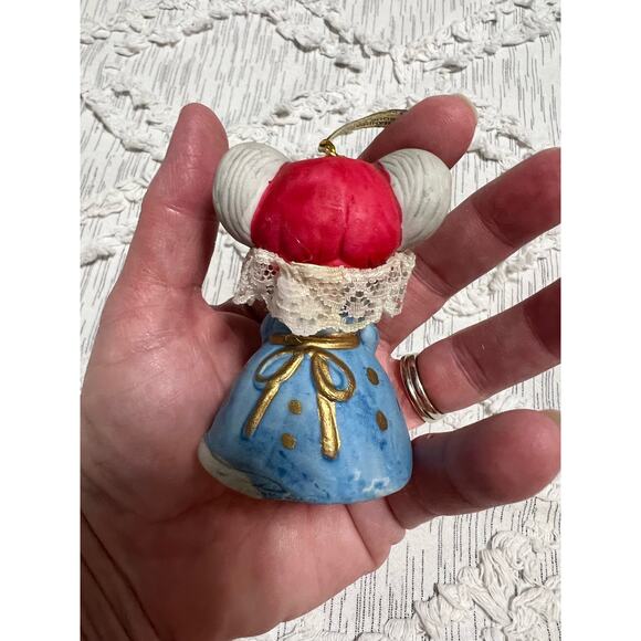 Vintage Lil Chimers Mouse Porcelain Bell Christmas Ornament Jasco - Picture 3 of 9